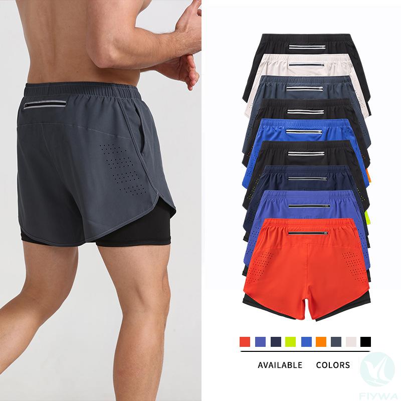 Sports shorts for men running marathon track and field loose three-quarter pants quick-drying lining anti-exposure double-layer fitness shorts FLY-MD-010 - copy