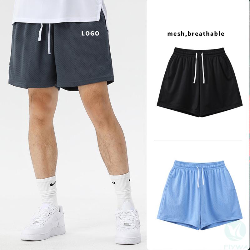 Sports training quarter shorts men's knee-length sports pants summer training fitness two-layer mesh breathable basketball pants FLY-MD-003
