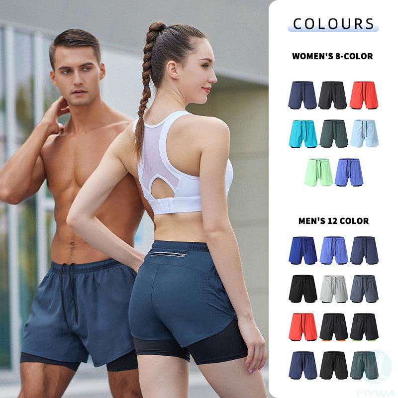 Summer fitness quick-drying large size European and American sports shorts for men and women double layer marathon sports shorts fitness pants FLY-MD-009
