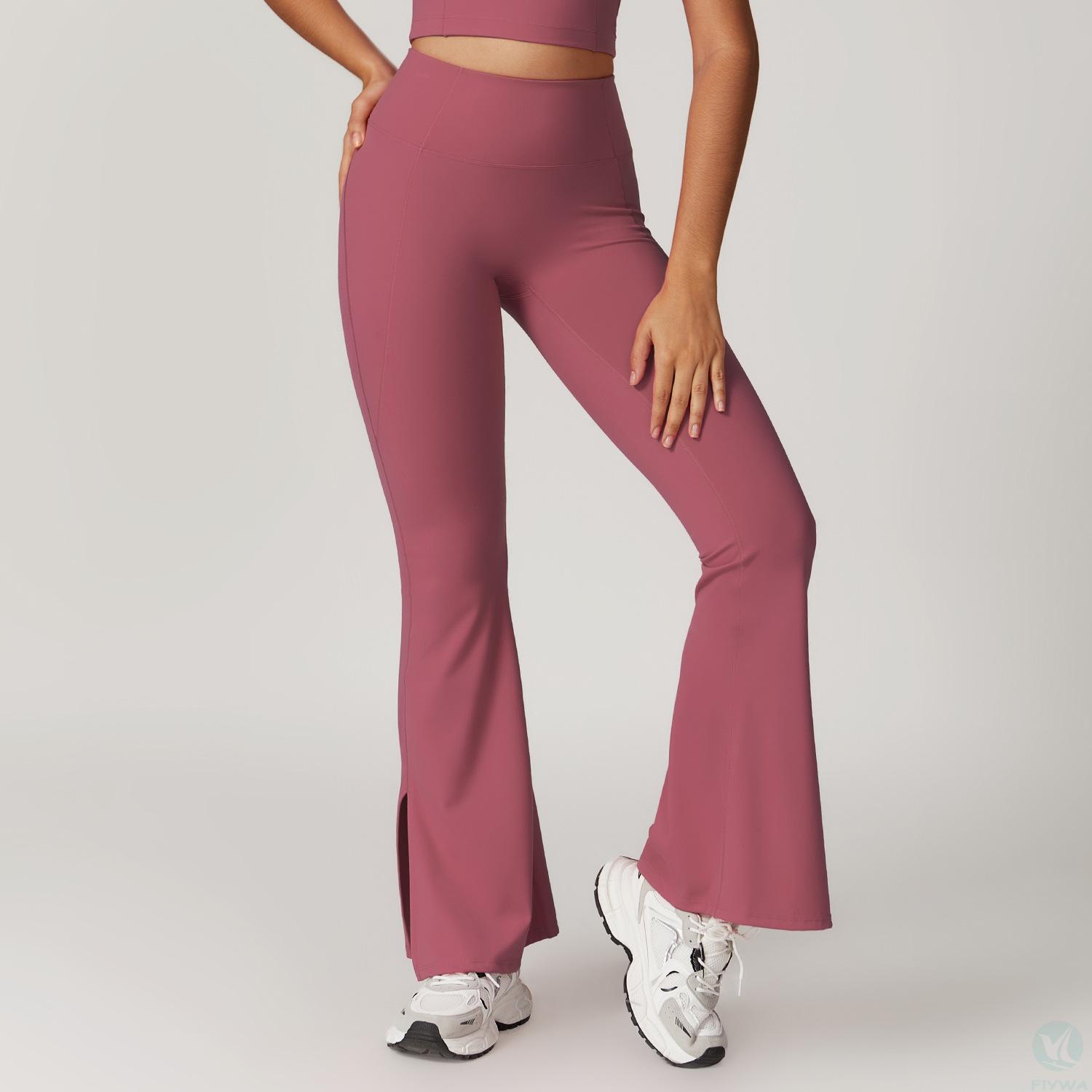 High waist, wide legs, buttock augmentation, yoga pants, fitness tight flared pants