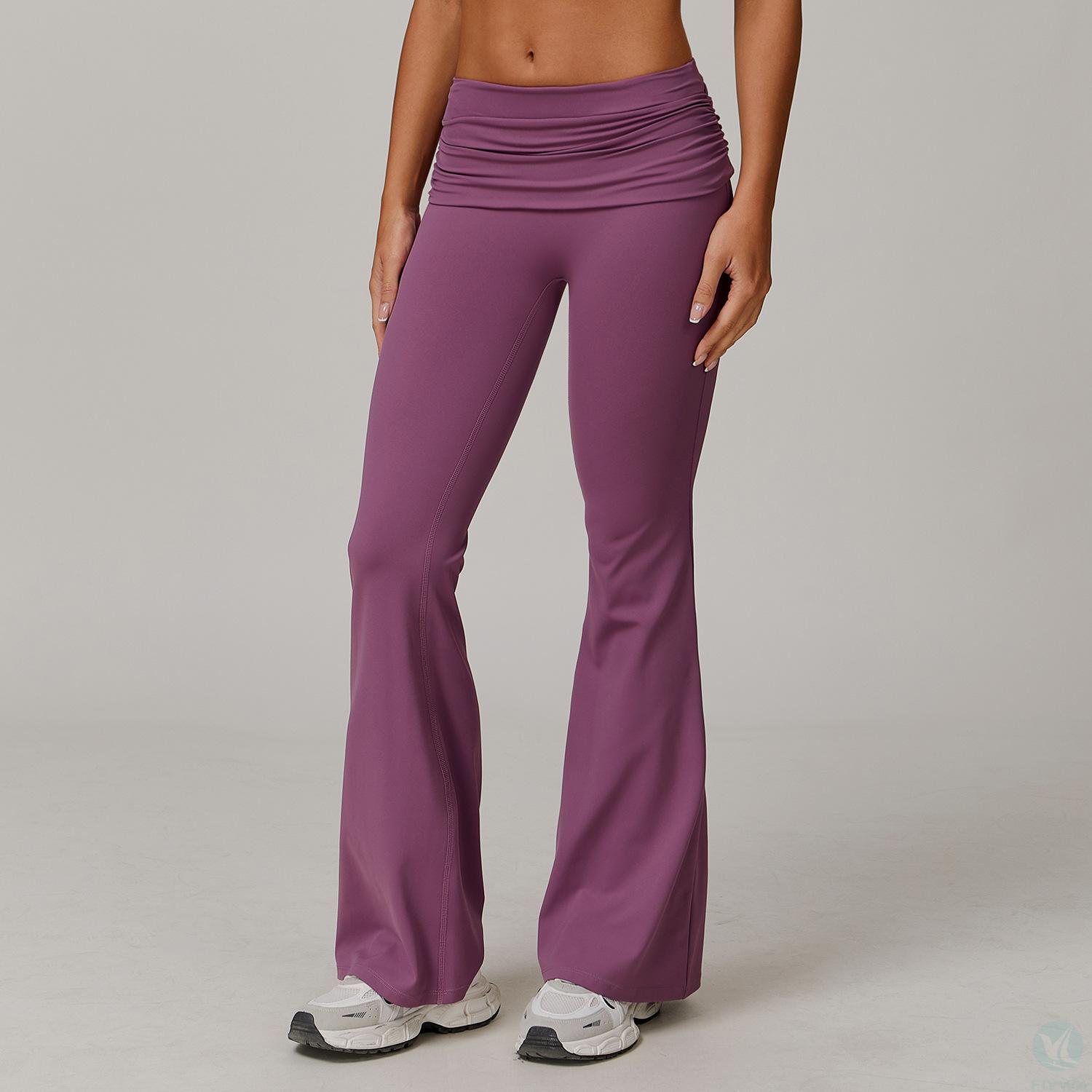 European and American quick drying hip lifting yoga pants, nude, casual, wide leg, sports, high waist, tight fitting flared pants for women