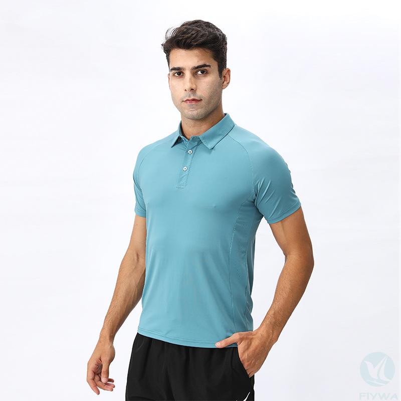 Bulk spot milk silk short sleeved polo shirt for men in summer, loose and trendy, versatile, solid color, quick drying sports top