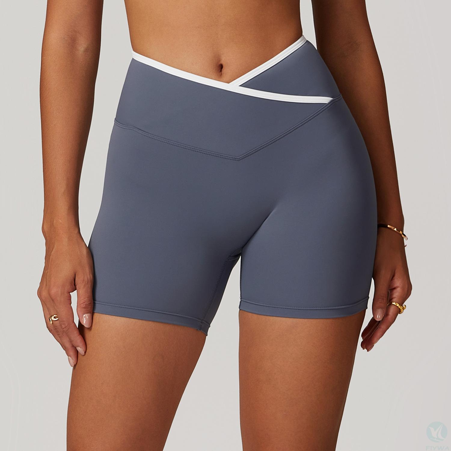 Cross High Waist Yoga Shorts Tight Naked Feel Peach Hip Lifting Sports Shorts Women＇s Outerwear Fitness Shorts