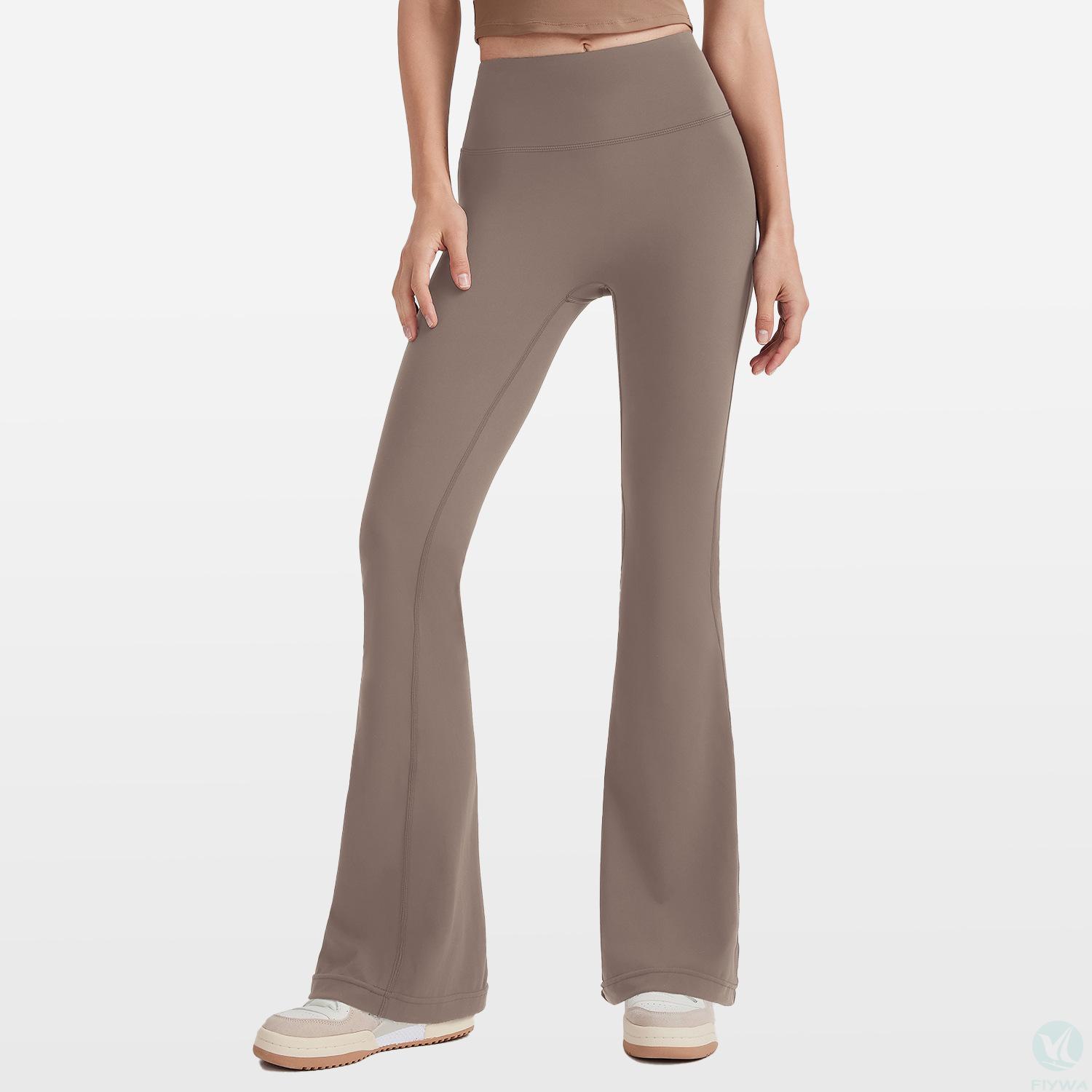 Naked micro flared yoga pants, women＇s flared pants, high waisted and hip lifting, slimming and wide leg pants, dance sports, spring and summer fitness pants