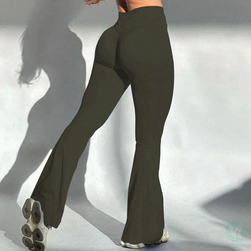 Women＇s plus size gym workout tight buttocks flared pants custom logo breathable push yoga pants solid fashion