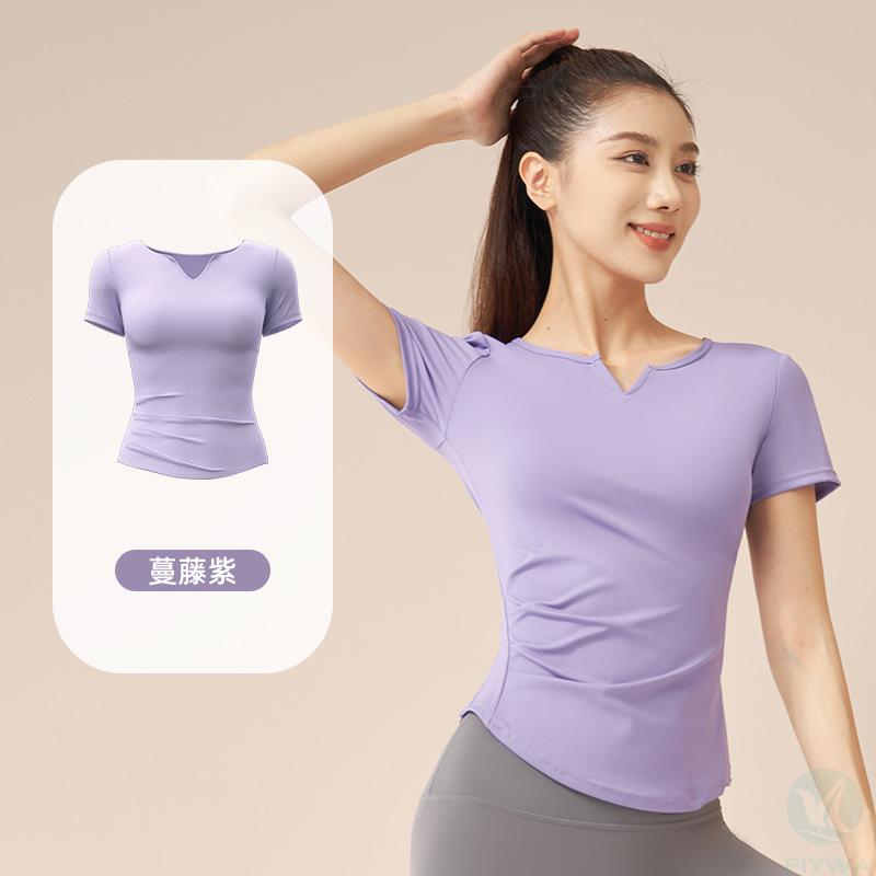 Women＇s multifunctional sportswear nude short sleeved yoga﹠running t﹣shirt yoga breathable function