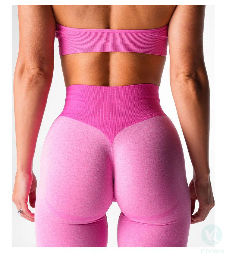 High quality women＇s gym seamless leggings custom logo high waisted sports pants solid elastic waistband spandex ﹣ available for selection