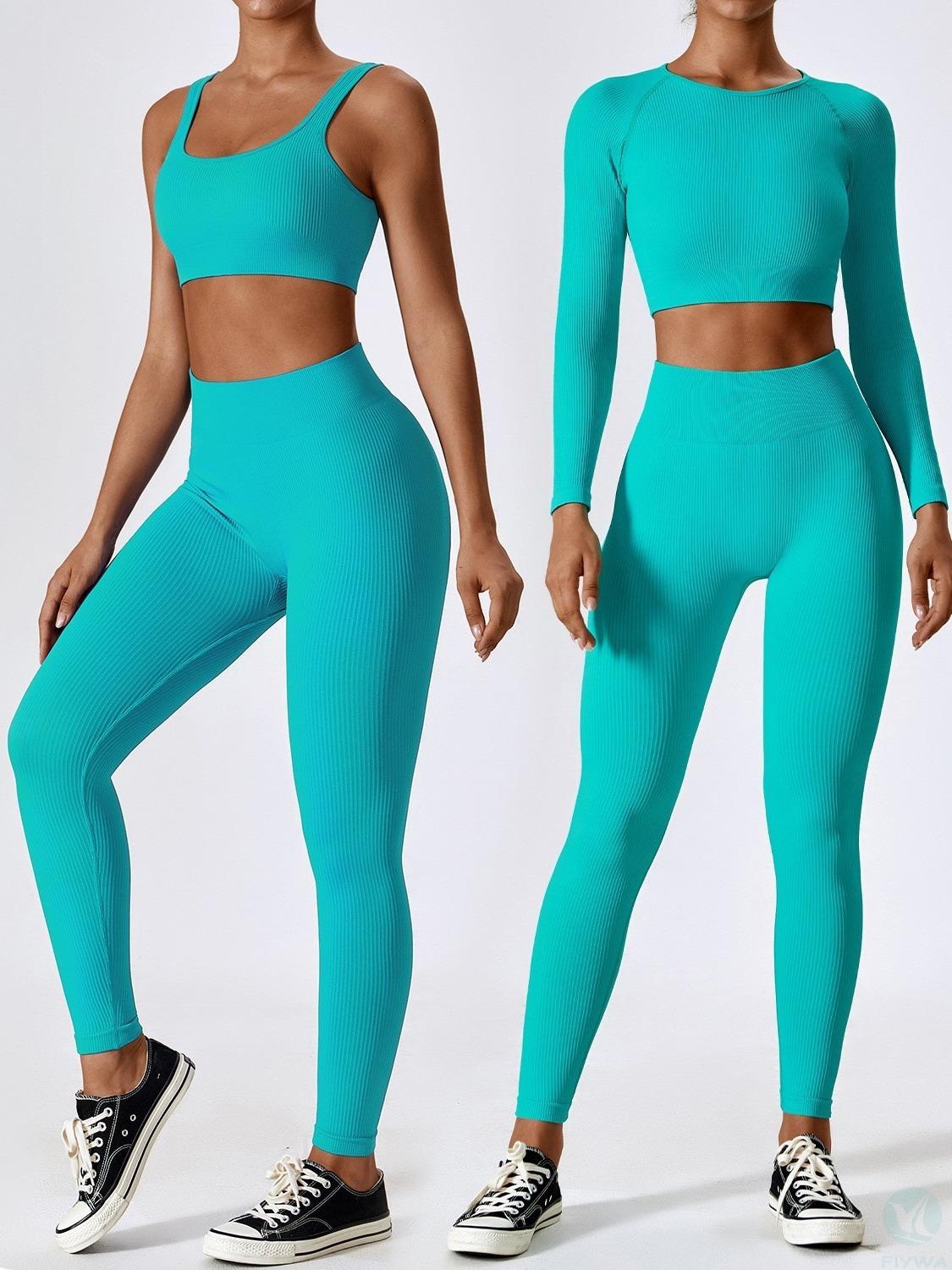 High quality fabric sportswear, fitness yoga set, women＇s sportswear, fitness long sleeved high waisted leggings, sportswear