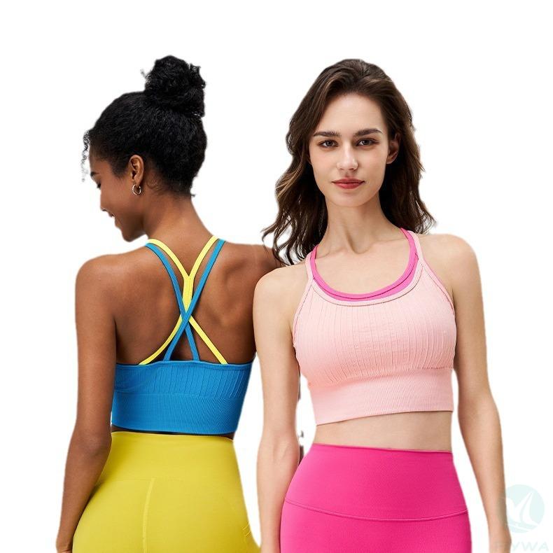 New colorful sports bra for women＇s summer vacation, comfortable and breathable yoga for two, running and fitness clothing, one﹣piece vest