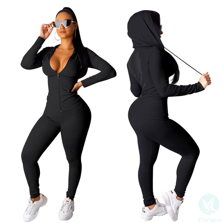 Hot selling women＇s two﹣piece sportswear set, hooded sweatshirt, jogging pants set