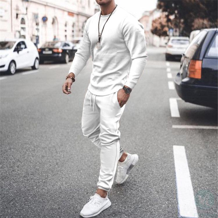 New Training Clothes Men＇s Plain Sports Jogging Set Customized Blank Sports Clothes Men＇s 2﹣piece Set Two piece Set Pants