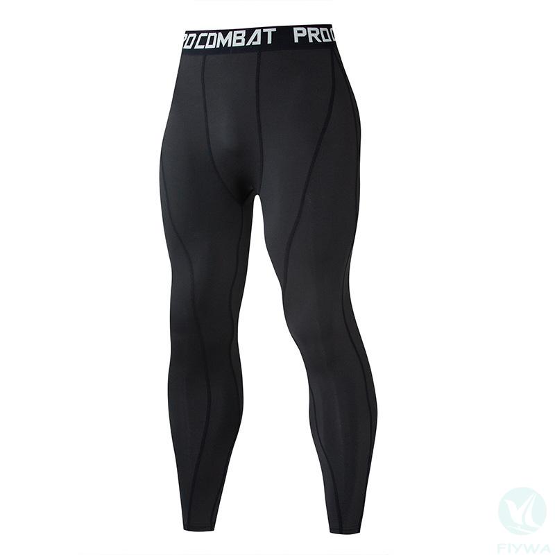 Solid color men＇s base slimming elastic waist pants, fitness gym leggings, sports compression pants