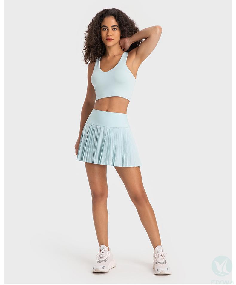 New water﹣cooled cooling elastic fashionable pleated skirt double﹣layer anti glare three part sports pants skirt