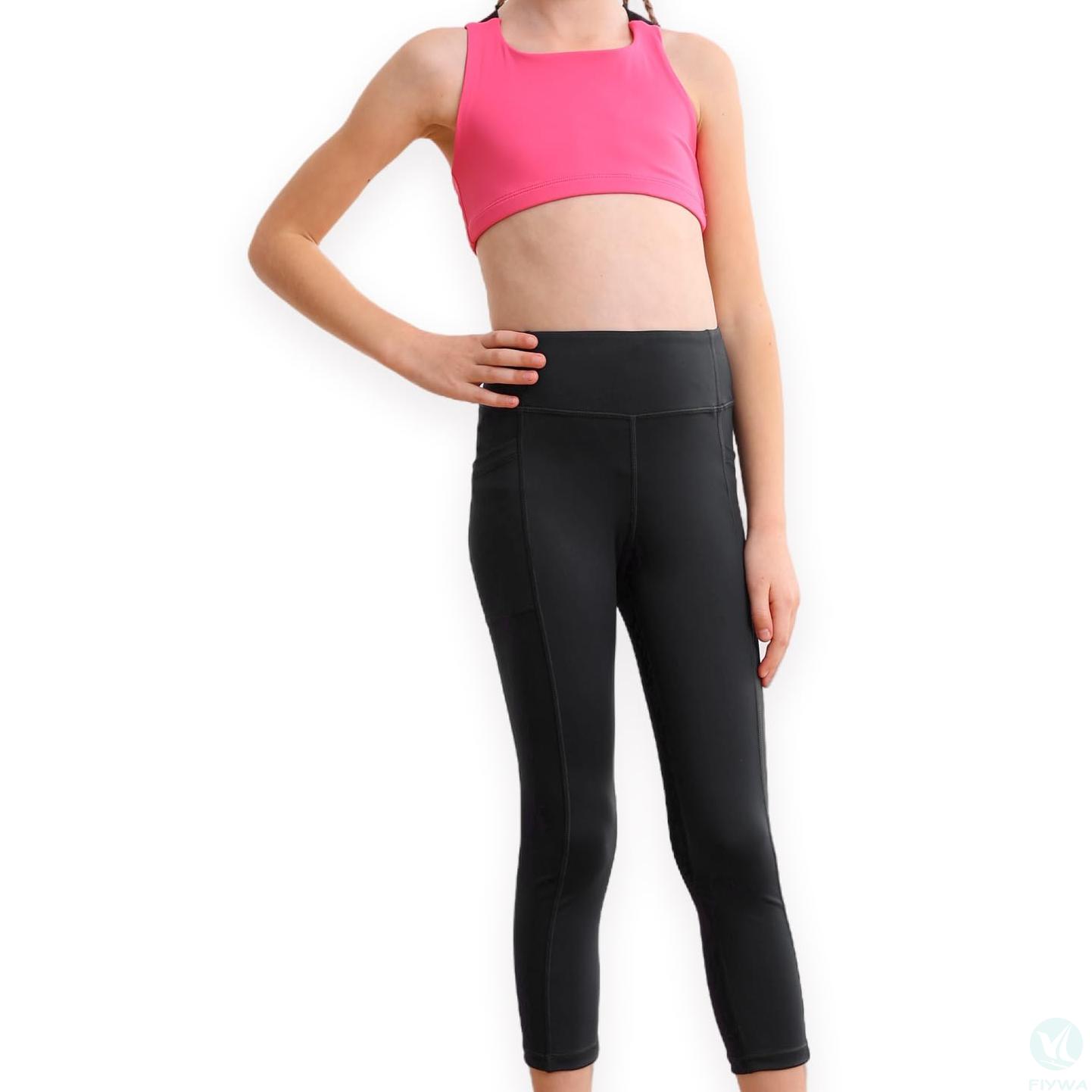 Girls yoga leggings, girls sports leggings, training bra set, children＇s gym crop top, sportswear set, suitable for ages 5﹣13 _ Clothing