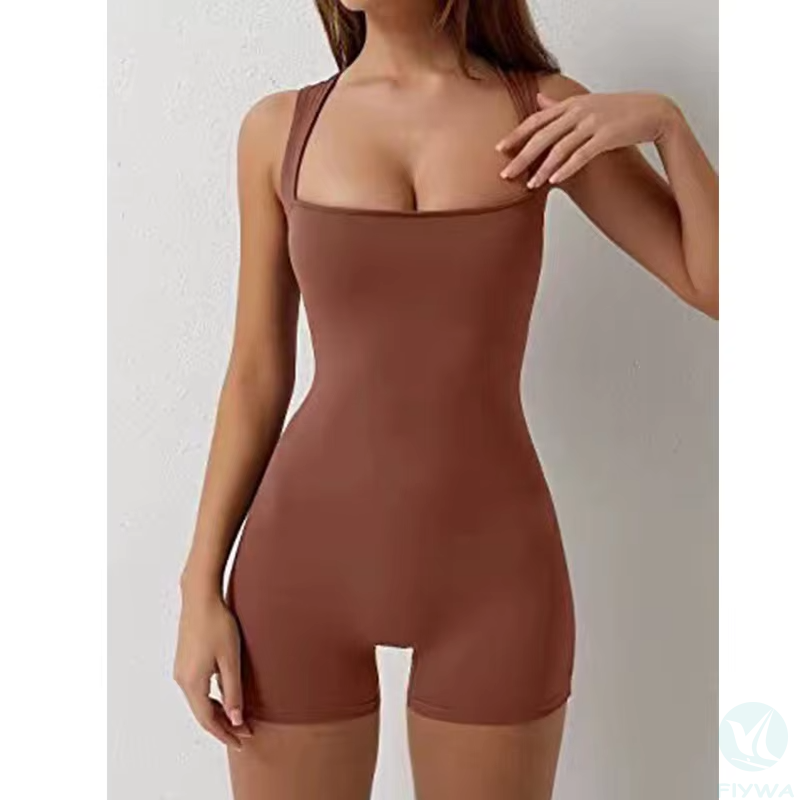 Hot Sale Sexy Jumpsuit Yoga Yoga Wear Breathable Slimming Short square Neck Sports Bodysuits Jumpsuits