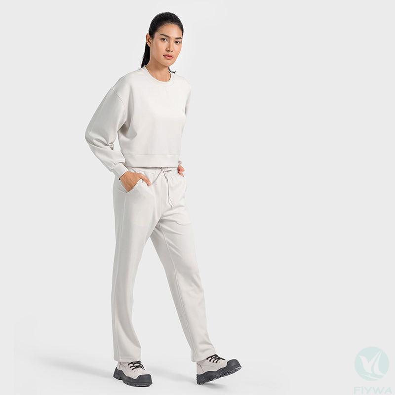 women tracksuit crop top hoodie and jogger set sweatsuit fitness gym two piece set
