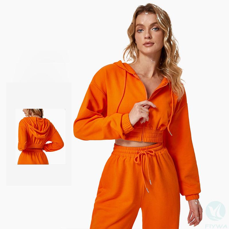 women blank cropped hoodie and jogger shorts set athletic apparel custom ladies two piece outfit
